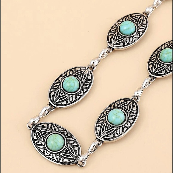 Chic Nation Accessories - New BoHo turquoise and silver 43” Waist belt